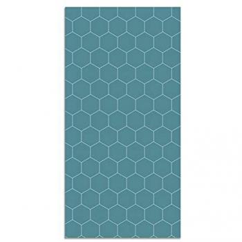 Alfombra Vinílica Mosaico Hexágonos Azul 160x230 cm - Antideslizante e Ignífuga para Cocina y Salón