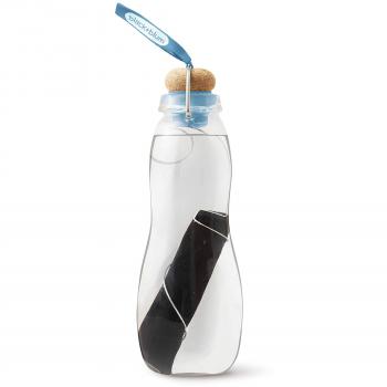Botella de Agua Filtrante Eau Good Black & Blum 650ml - Vidrio, Carcasa Azul, A Prueba de Fugas, BPA-Free