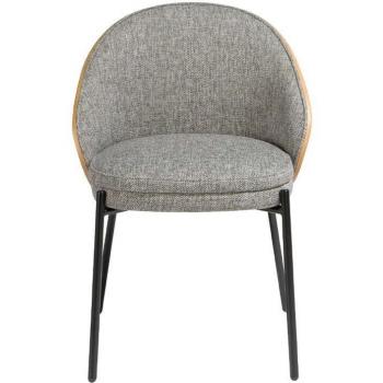 Silla tapizada ANGEL CERDÁ 4115C con respaldo nogal, color gris, dimensiones 54 x 54 x 75 cm, tela