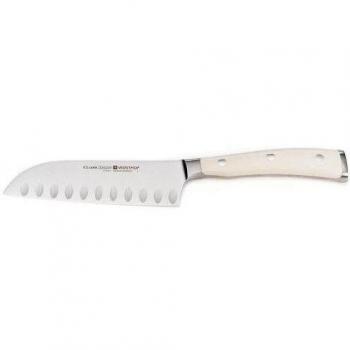Wüsthof Ikon Creme - Cuchillo Santoku alveolado, 14 cm