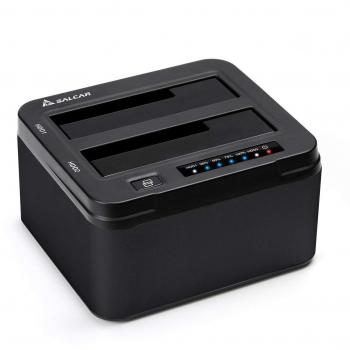 SALCAR Base de conexión Aluminium USB 3.0 Offline clonación para Discos Duros SATA HDD/SSD 2,5 y 3,5