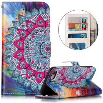 Funda iPhone 7/8,Surakey Marco de Cuero de la PU Flip Protectora de Cuerpo Completo Case Cover Slim Case de Estilo Billetera Carcasa Libro de Cuero para iPhone 7/8,Media Flor