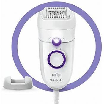 Braun - Depiladora Silk-épil 5 para mujer, apta para contornos difíciles, con ajuste de velocidad, depilación cómoda, ideal como regalo, 5-505 blanco y morado
