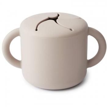 Mushie Ivory Snack Cup - Spill-Proof Silicone Snack Container for Babies 12M+