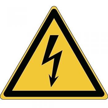 Brady 828090 Advertencia Señal de poliéster laminado, advertencia: Electricidad, 25 mm x 25 mm, 250 en un rollo, Negro sobre Amarillo