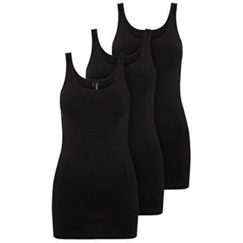 Vero Moda Vmmaxi My Soft Long Tank Top Ga 3pack Camiseta sin Mangas, Negro