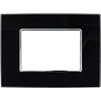 Placa Crystal 3M Efecto Vidrio Negro Compatible con Bticino Axolute 3 Puestos