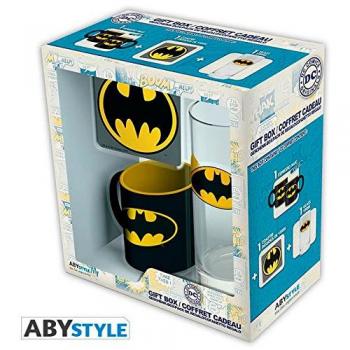 Set regalo Batman, logo. Taza, vaso y posavasos. DC Comics