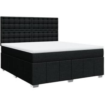 Cama box spring con colchón de tela negro 180x200 cm