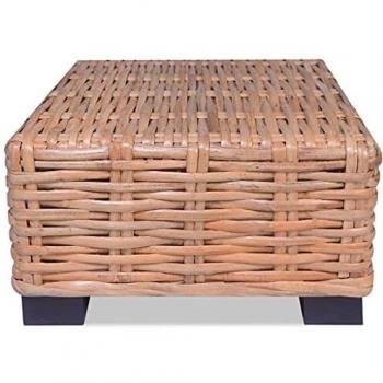 Mesa de centro de ratán natural 45x45x30 cm