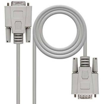 NANOCABLE 10.14.0503 - Cable Serie RS232 de comunicaciones Null Modem, DB9/M-DB9/H, Macho-Hembra, Beige, 3mts