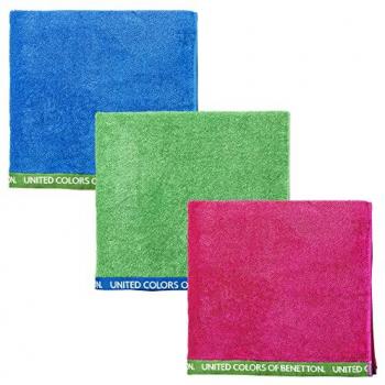 Juego de 3 Toallas de Algodón Orgánico 90x160cm 450gsm en Verde, Azul y Fucsia - Benetton