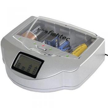 Cargador Universal de Pilas FISHTEC con Pantalla LCD y LED para C/D/AA/AAA/6LR61 Ni-Cd, Ni-Mh y Alcalinas