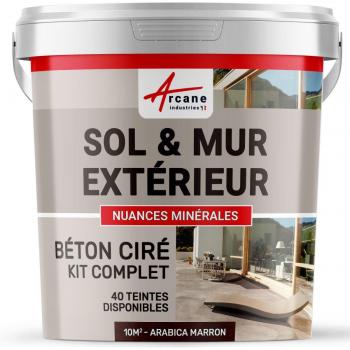 Kit de Hormigón Pulido Exterior Arabica Marrón - 10 m² (2 capas) para Suelo, Muro, Terraza, Balcón y Escalera - Arcane Industries