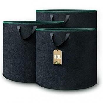 Bolsa de Plantación Geotextil GardenGloss® (3 Piezas) - Alta Capacidad 30L para Papas, Tomates y Fresas - Color Negro