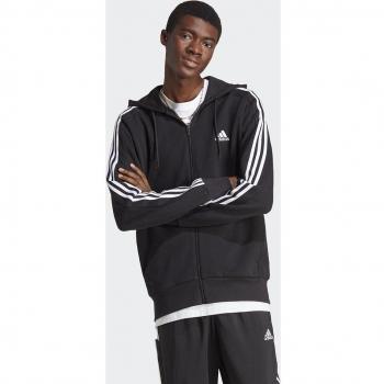 adidas Essentials French Terry 3-Stripes Full-Zip Hoodie Men black, size: L