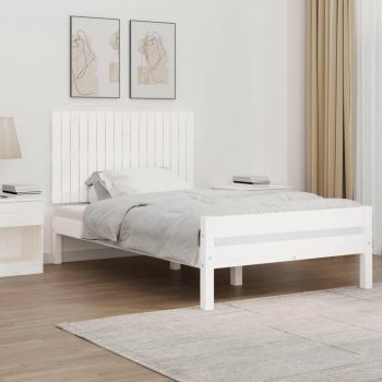 Cabecero de cama de pared blanco de madera maciza de pino 108x3x60 cm