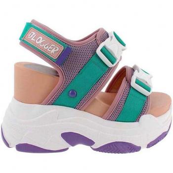 Sandalias de cuña de mujer con cierre autoadesivo en la parte trasera en multicolor