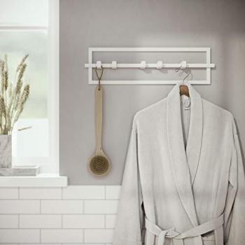 Umbra Cubiko Metal Wall Coat Rack with 5 Hooks - White