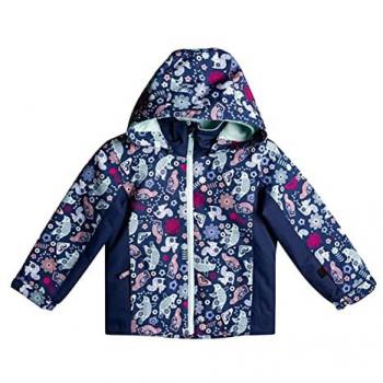 Chaqueta de nieve Roxy Snowytale para niña, impermeable, transpirable, con aislamiento térmico, capucha ajustable, puños elásticos y diseño colorido