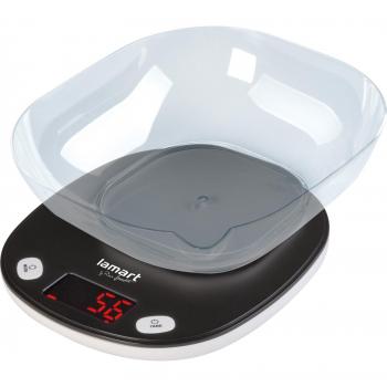 Báscula de Cocina Lamart LT7069 con bol, capacidad de 5 kg, color negro, diseño moderno y funcional