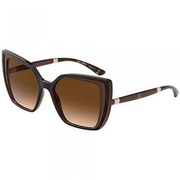 Dolce & Gabbana DG6138 Women's Sunglasses, Color: 318513, Style: Square, Features: Gold Frame, Havana on Transparent Brown Gradient Lenses, Size: One Size