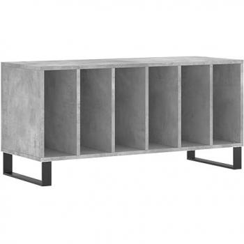 Mueble discos madera contrachapada gris hormigón 100x38x48 cm