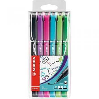 Set de Fineliner STABILO SENSOR M 0,7 mm - 6 colores en estuche plástico