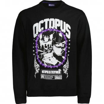 High-Quality Black Octopus Crewneck Sweatshirt for Men - Size L