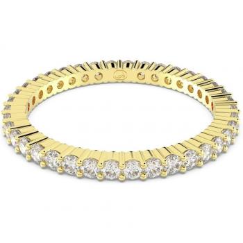 Anillo de cóctel Vittore Swarovski con piedras redondas, acabado dorado, talla 58