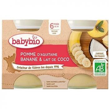 Puré de frutas orgánico manzana, banana y leche de coco 2x130g +6 meses
