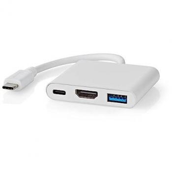 Hub USB 3.0 Multi-Puerto con HDMI, USB-A y USB-C, 3 Puertos, Blanco