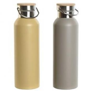 Botella Térmica Doble Pared Home ESPRIT Beige Gris 500 ml (2 Unidades)