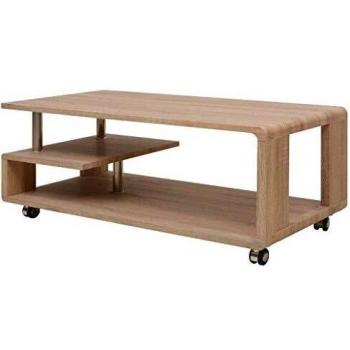 vidaXL Mesa de Centro Marrón Mesita Auxiliar Mesa de Café con Ruedas 110x55x43