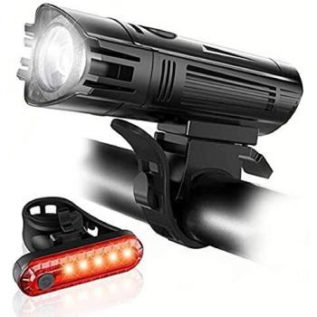Leytn Luz Bicicleta Recargable USB, LED Luces Bicicleta Delantera y Trasera Impermeable,4 Iluminación Modos Luz para Bicicleta Delantera para Carretera y Montaña Actividades de Ciclismo al Aire Libre