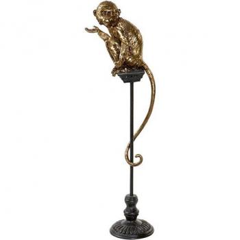 Figura Decorativa Mono envejecido de resina y metal (32 x 21 x 105 cm)