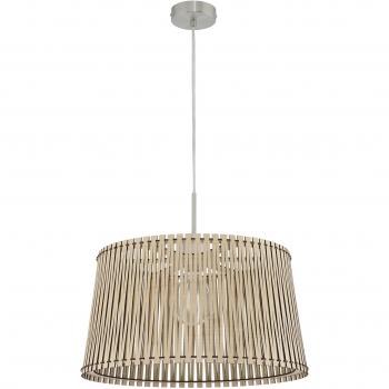Lámpara colgante Sendero de acero níquel mate y madera de arce, E27, diámetro 45 cm