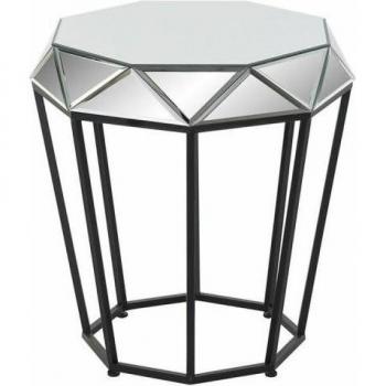 Mesa auxiliar DKD Home Decor Negro Metal Espejo 50 x 50 x 55 cm