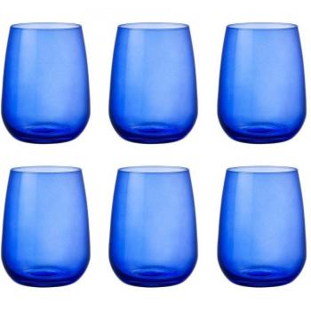 Vasos Altos Cristalinos Bormioli Rocco Cobalto 43CL Azul Brillante - Pack de 6, Fáciles de Limpiar y Reciclables