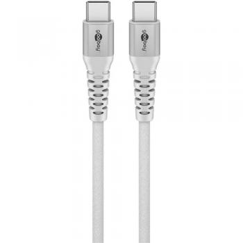 Cable de carga rápida USB-C 60W 20V textil robusto 3m blanco