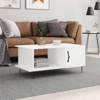 Mesa de centro vidaXL de madera contrachapada 90x50x40 cm en blanco y negro, brillante, ideal para salón o comedor, mesa auxiliar o de café