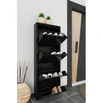 Zapatero Gonzalo Metalico Multiusos 50x15x138 cm Negro con Embalaje Reforzado