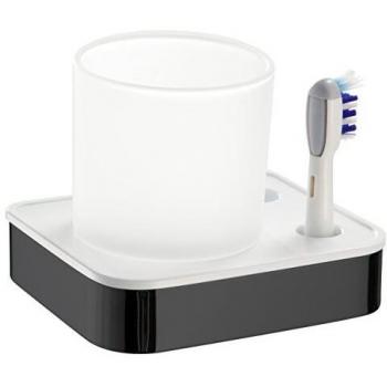 Manillons Yass - Soporte para cepillos de Dientes, Color Blanco y Negro Mate Organizador de Baño