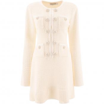 Self-Portrait Women's Tweed Mini Dress in Beige/Cream | Size Large | AW24 Color 085S Color C