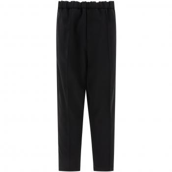 Jil Sander Men's Tapered Cropped Cotton Trousers in Black, Size 46
