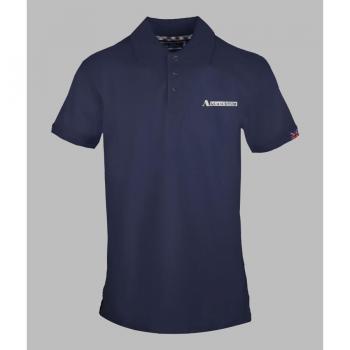 Aquascutum Men's Boxed Logo Navy Blue Polo Shirt - Size Small