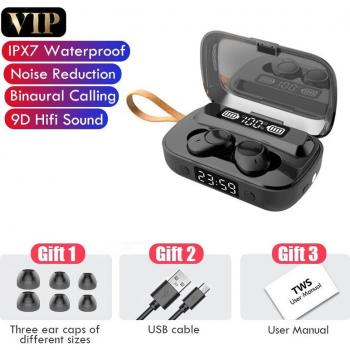 Auriculares TWS Bluetooth 5.1 Inalámbricos Estéreo 9D Deportivos con Carga de 2000mAh y Resistencia al Agua con Micrófono