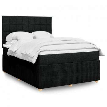 Cama Box Spring con Colchón de Tela Negro 140x190 cm