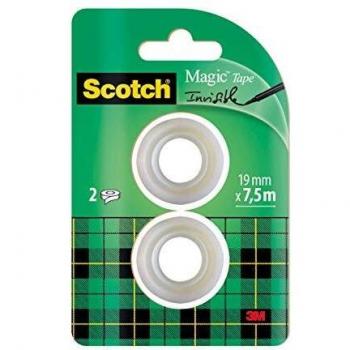 Cinta Adhesiva Mágica SCOTCH 19 mm x 25 m, Transparente, Blister con Dispensador y 1 Rollo