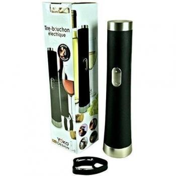 Yoko Design 1271 sacacorchos eléctrico, PVC/plástico/acero inoxidable, 28 cm, negro/plateado